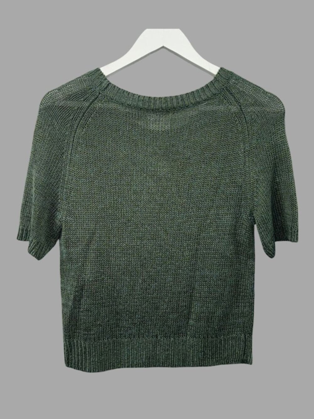 DRIES VAN NOTEN Green Linen Blend Short Sleeve Open Weave Knit Sweater Sz Medium - Picture 2 of 5